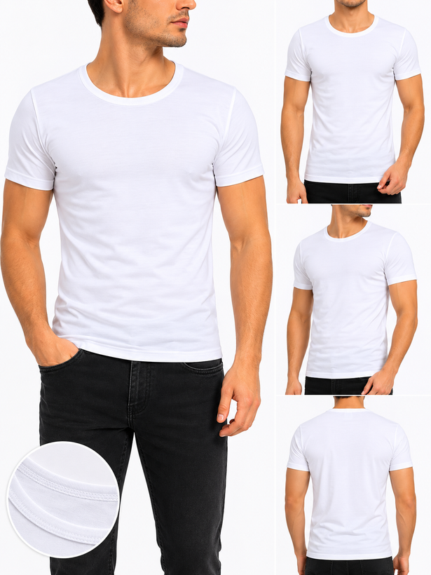 زیرپوش سفید ساده مردانه پنبهای نرم و راحت در سایزبندی L تا 3XL