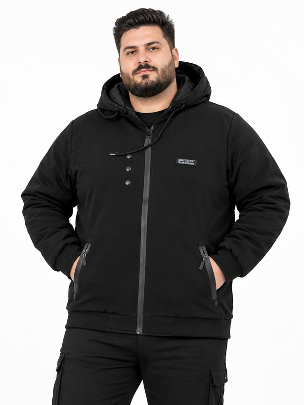 سوییشرت مردانه 4XL و 5XL سه دکمه | آستر خز مشکی و پشم شیشه | سایز بزرگ